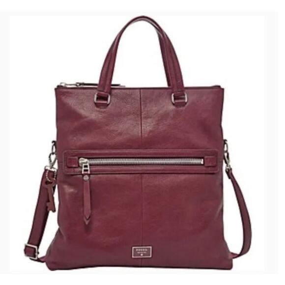 Vintage Fossil Foldover Dawson Tote Crossbody Bag Blue Leather - Picture 9 of 10